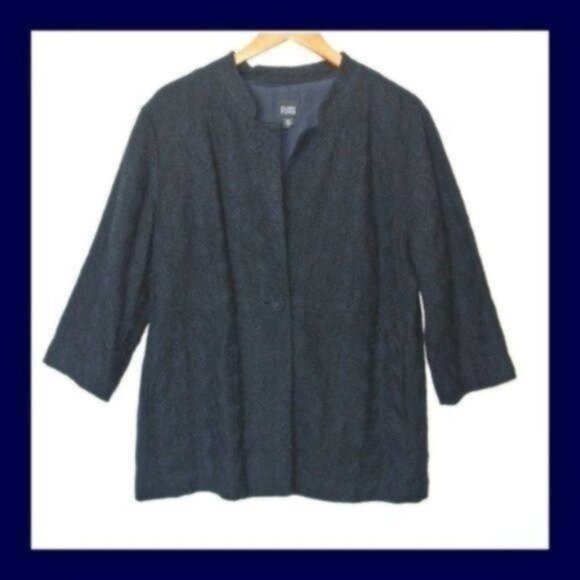 Eileen‎ Fisher Black Texturized Embroidered Blazer L Large - Picture 1 of 8